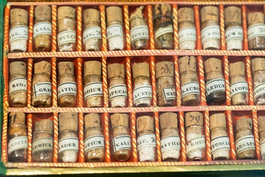 In-house homoeo pharmacy shelves